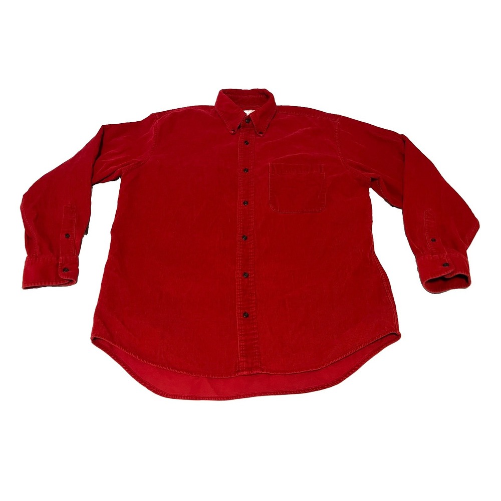 Vtg J Crew Shirt Mens Medium Red Oarsman Corduroy Button Up Heritage Outdoor